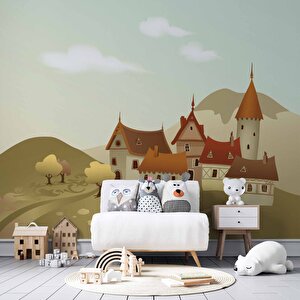 Minik Kasaba Çocuk Odası Duvar Kağıdı Baskı - Dkm429023 100x240 cm