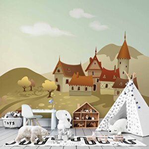 Minik Kasaba Çocuk Odası Duvar Kağıdı Baskı - Dkm429125 700x315 cm