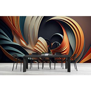 3 Boyutlu Renkli Çizim Desenli Duvar Kağıdı - Dkm721045