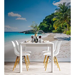 Palmiye Deniz Manzaralı Duvar Kağıdı Baskı - Dkm253102