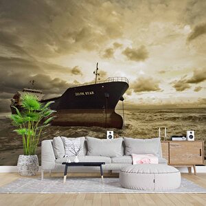 Deniz Ve Gemi Manzaralı Duvar Kağıdı - Dkm737013 425x200 cm