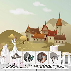 Minik Kasaba Çocuk Odası Duvar Kağıdı Baskı - Dkm429011 375x200 cm