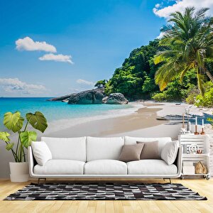 Palmiye Deniz Manzaralı Duvar Kağıdı Baskı - Dkm253126 800x315 cm