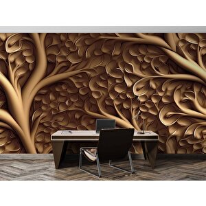 3 Boyutlu Ağaç Oyma Desenli Duvar Kağıdı - Dkm922060
