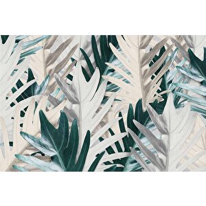 Yeşil Beyaz Yaprak Desenli Duvar Kağıdı - Dkm971109