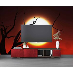 Kızıl Ay Ve Ağaç Temalı Duvar Kağıdı - Dkm660037 500x240 cm