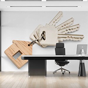 Ev Ve Anahtar Temalı Duvar Kağıdı Baskı - Dkm137116 375x315 cm