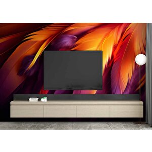 3 Boyutlu Kızıl Tüy Desenli Duvar Kağıdı - Dkm863044 100x260 cm