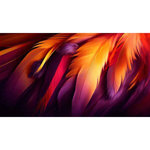 3 Boyutlu Kızıl Tüy Desenli Duvar Kağıdı - Dkm863044