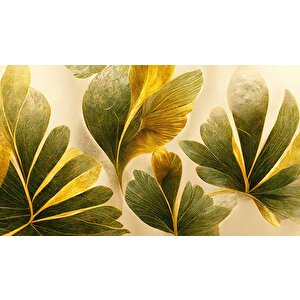 3 Boyutlu Yeşil Yaprak Çizim Deseneli Duvar Kağıdı - Dkm892068