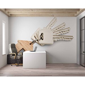 Ev Ve Anahtar Temalı Duvar Kağıdı Baskı - Dkm137118 425x315 cm