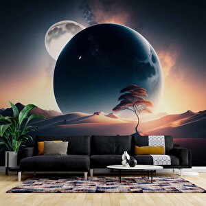 Ay Ve Çöl Manzaralı Duvar Kağıdı - Dkm974051 325x260 cm