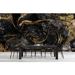 Siyah Altın Mermer Desenli Duvar Kağıdı Baskı - Dkm514074