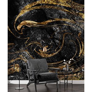 Siyah Altın Mermer Desenli Duvar Kağıdı Baskı - Dkm514074