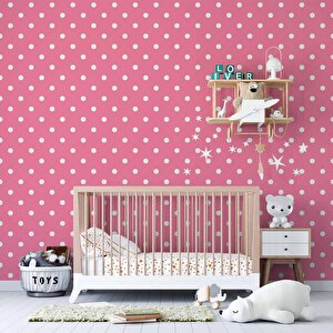 Pembe Noktalı Duvar Kağıdı Baskı - Dkm357054 400x260 cm