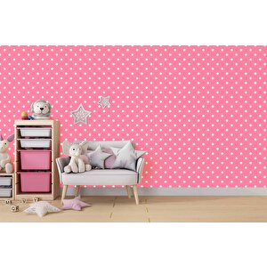 Pembe Noktalı Duvar Kağıdı Baskı - Dkm357054