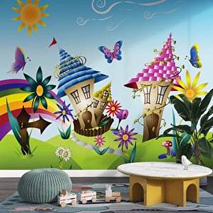Sevimli Kasaba Çocuk Çocuk Odası Duvar Kağıdı Baskı - Dkm413023 100x240 cm