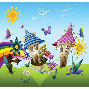 Sevimli Kasaba Çocuk Çocuk Odası Duvar Kağıdı Baskı - Dkm413023