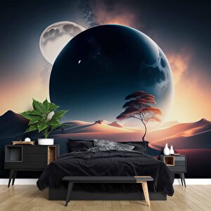 Ay Ve Çöl Manzaralı Duvar Kağıdı - Dkm974088 200x300 cm