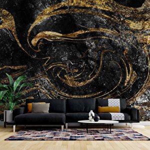 Siyah Altın Mermer Desenli Duvar Kağıdı Baskı - Dkm514015 475x200 cm
