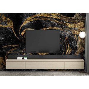 Siyah Altın Mermer Desenli Duvar Kağıdı Baskı - Dkm514015 475x200 cm