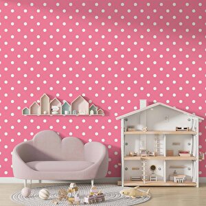 Pembe Noktalı Duvar Kağıdı Baskı - Dkm357029 300x240 cm