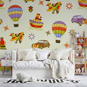 Taşıtlar Çocuk Odası Duvar Kağıdı Baskı - Dkm386052