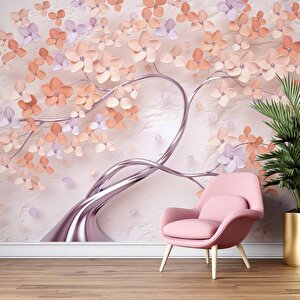 3 Boyutlu Çiçek Ve Ağaç Desenli Duvar Kağıdı Baskı - Dkm-008_93696