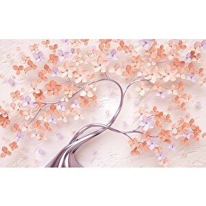 3 Boyutlu Çiçek Ve Ağaç Desenli Duvar Kağıdı Baskı - Dkm-008_93696