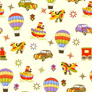 Taşıtlar Çocuk Odası Duvar Kağıdı Baskı - Dkm386044