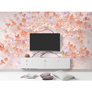 3 Boyutlu Çiçek Ve Ağaç Desenli Duvar Kağıdı Baskı - Dkm-008_71805 300x260 cm