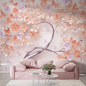 3 Boyutlu Çiçek Ve Ağaç Desenli Duvar Kağıdı Baskı - Dkm-008_91907 525x280 cm