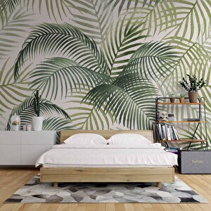 Botanik Bahçe Yaprak Temalı Duvar Kağıdı - Dkm690085 900x280 cm