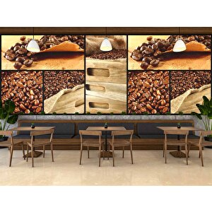 Kahve Çekirdekli Cafe Duvar Kağıdı Baskı - Dkm265014 450x200 cm