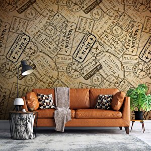 Uçak Bileti Temalı Duvar Kağıdı - Dkm703053 375x260 cm