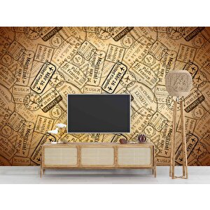 Uçak Bileti Temalı Duvar Kağıdı - Dkm703035 450x240 cm