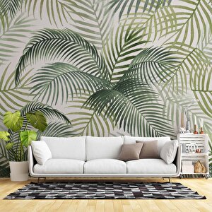 Botanik Bahçe Yaprak Temalı Duvar Kağıdı - Dkm690014 450x200 cm
