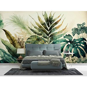 Botanik Bahçesi Çizim Desenli Duvar Kağıdı - Dkm908050 300x260 cm