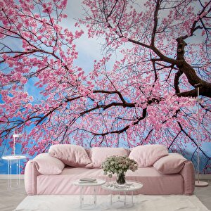 Gökyüzü Ve Pembe Ağaç Manzaralı Duvar Kağıdı - Dkm706025 200x240 cm