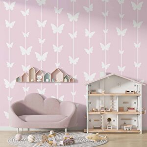 Kelebek Desenli Çocuk Odası Duvar Kağıdı Baskı - Dkm180122 525x315 cm