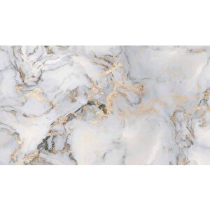 Beyaz Gold Mermer Desenli Duvar Kağıdı Baskı - Dkm100088