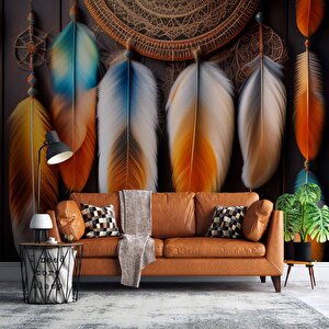 Renkli Sarkan Tüy Temalı Duvar Kağıdı - Dkm591100 500x300 cm