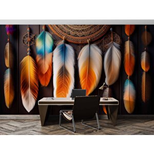 Renkli Sarkan Tüy Temalı Duvar Kağıdı - Dkm591100