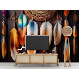 Renkli Sarkan Tüy Temalı Duvar Kağıdı - Dkm591041 700x240 cm