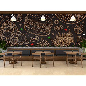 Hamburger Temalı Cafe Duvar Kağıdı Baskı - Dkm152122