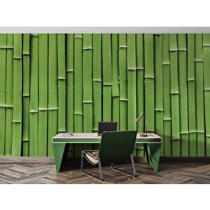 3 Boyutlu Yeşil Bambu Temalı Duvar Kağıdı - Dkm627035