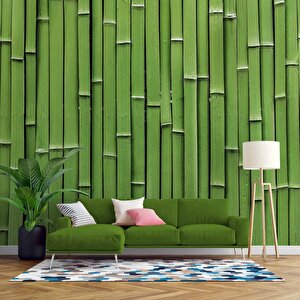 3 Boyutlu Yeşil Bambu Temalı Duvar Kağıdı - Dkm627116 375x315 cm