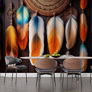 Renkli Sarkan Tüy Temalı Duvar Kağıdı - Dkm591030