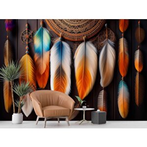 Renkli Sarkan Tüy Temalı Duvar Kağıdı - Dkm591030