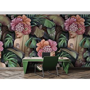 Çiçek Ve Kelebek Temalı Duvar Kağıdı - Dkm579062